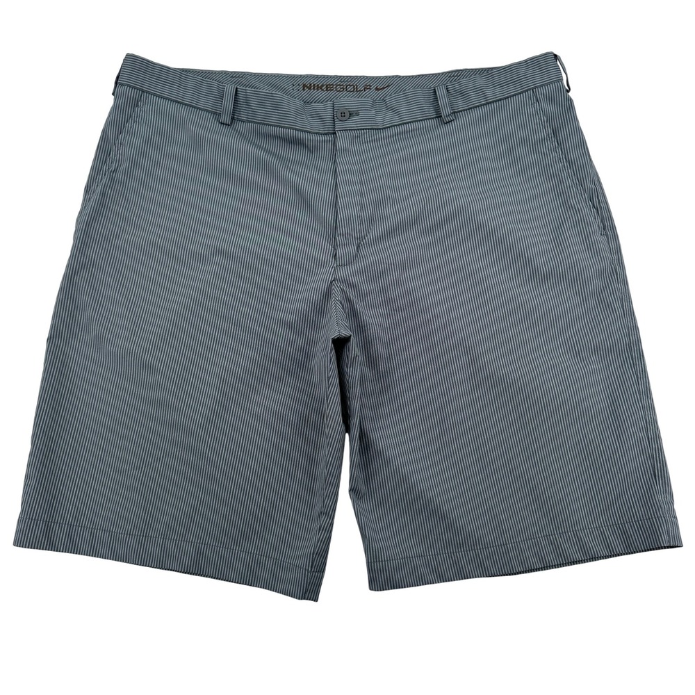 Nike Golf Mens Gray Pinstripe Performance Shorts Size 42 Dri-FIT Flat Front Golf
